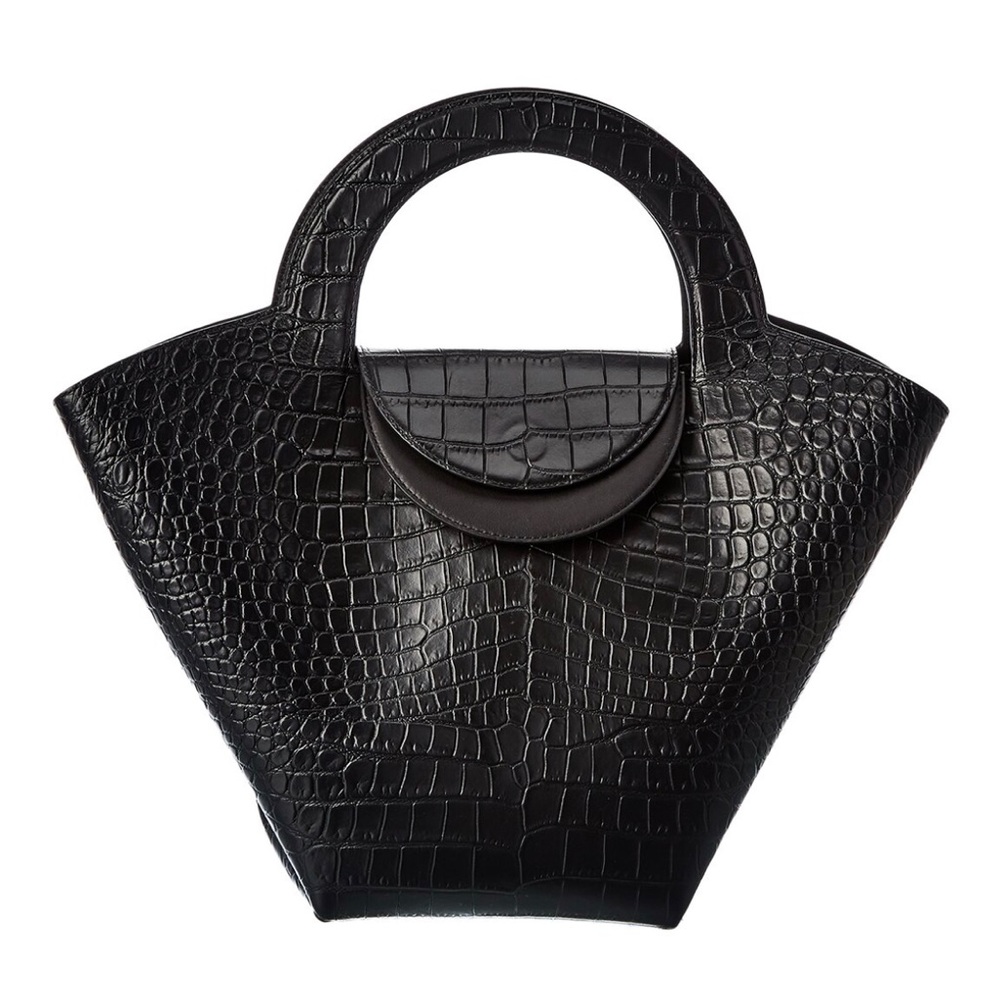 Bottega Veneta Skypper Croc Embossed Leather Tote